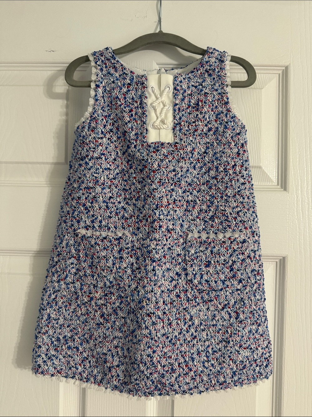 Janie and Jack Blue, White & Red Tweed A-Line Dress